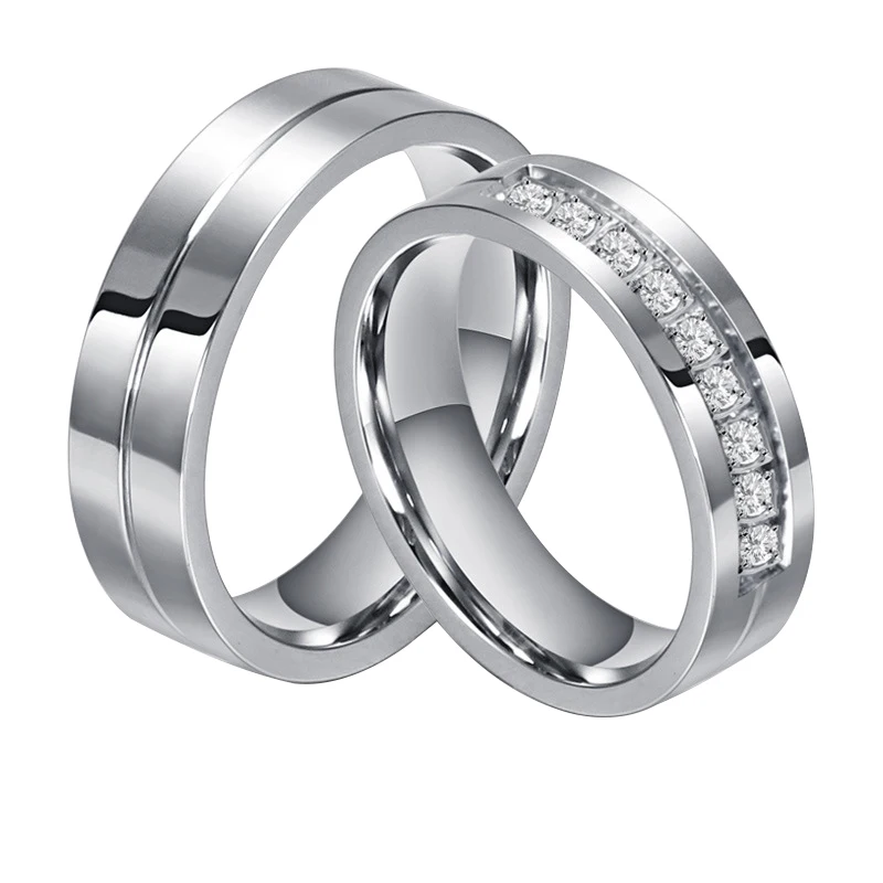 Кольца для пар из нержавеющей стали металлический браслет свадьбы Мужской