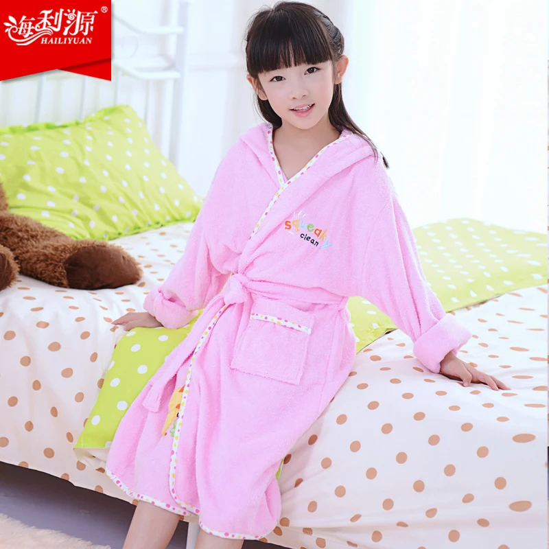 Hilift child bathrobe cotton 100 child robe 100 cotton bathrobe thick
