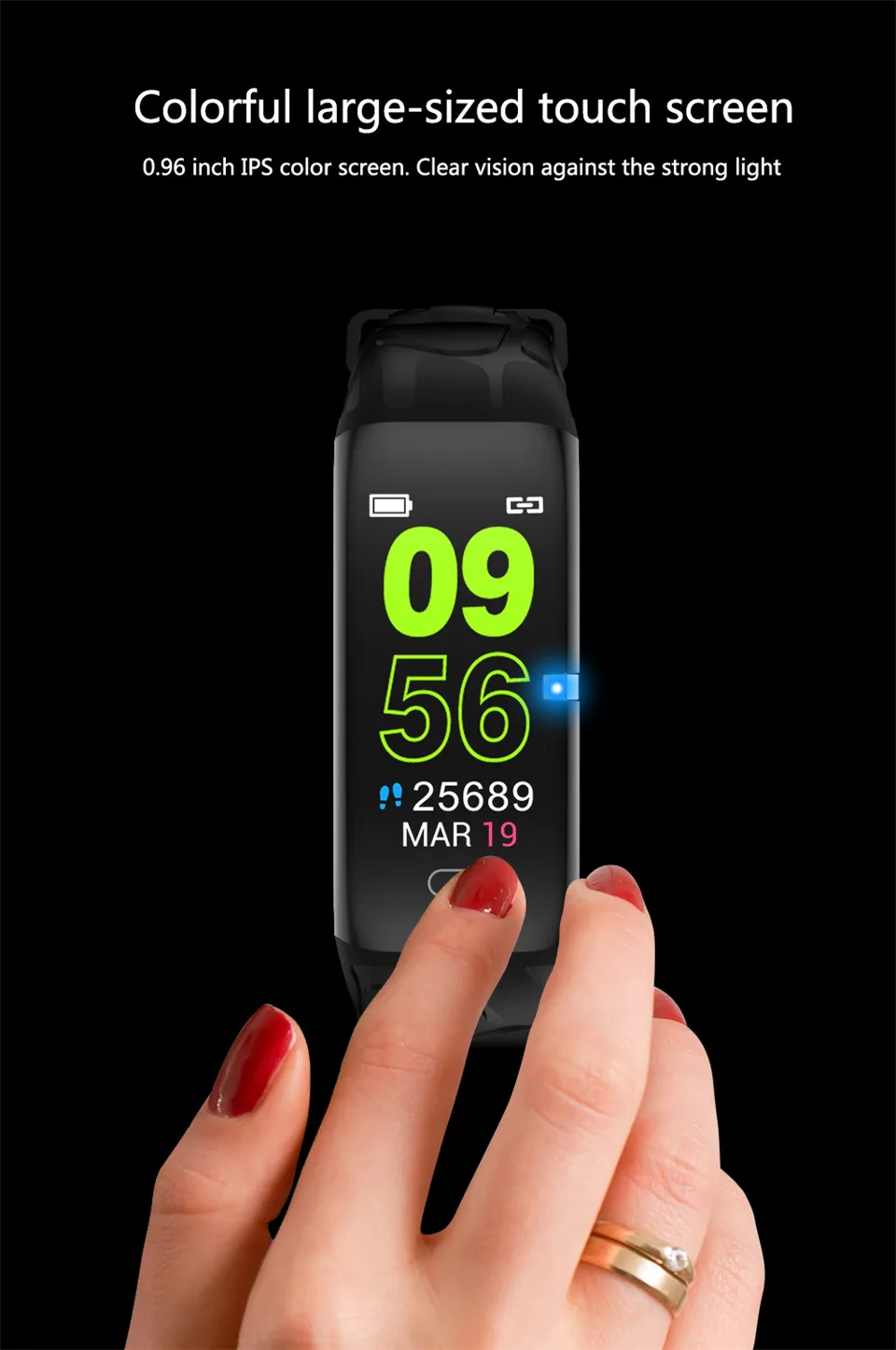 Tinymons E58 Смарт-часы с дыхательным светом кровяное давление пульсометр спортивный трекер умный Браслет для IOS Android