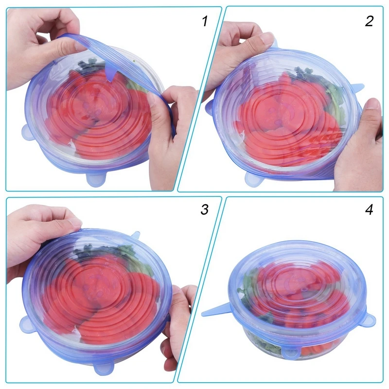 6pcsset Universal Silicone Stretch Lids Silicone Food Bowl Pot Lid For Fridge Microwave Oven Food Saver Kitchen accessories (4)