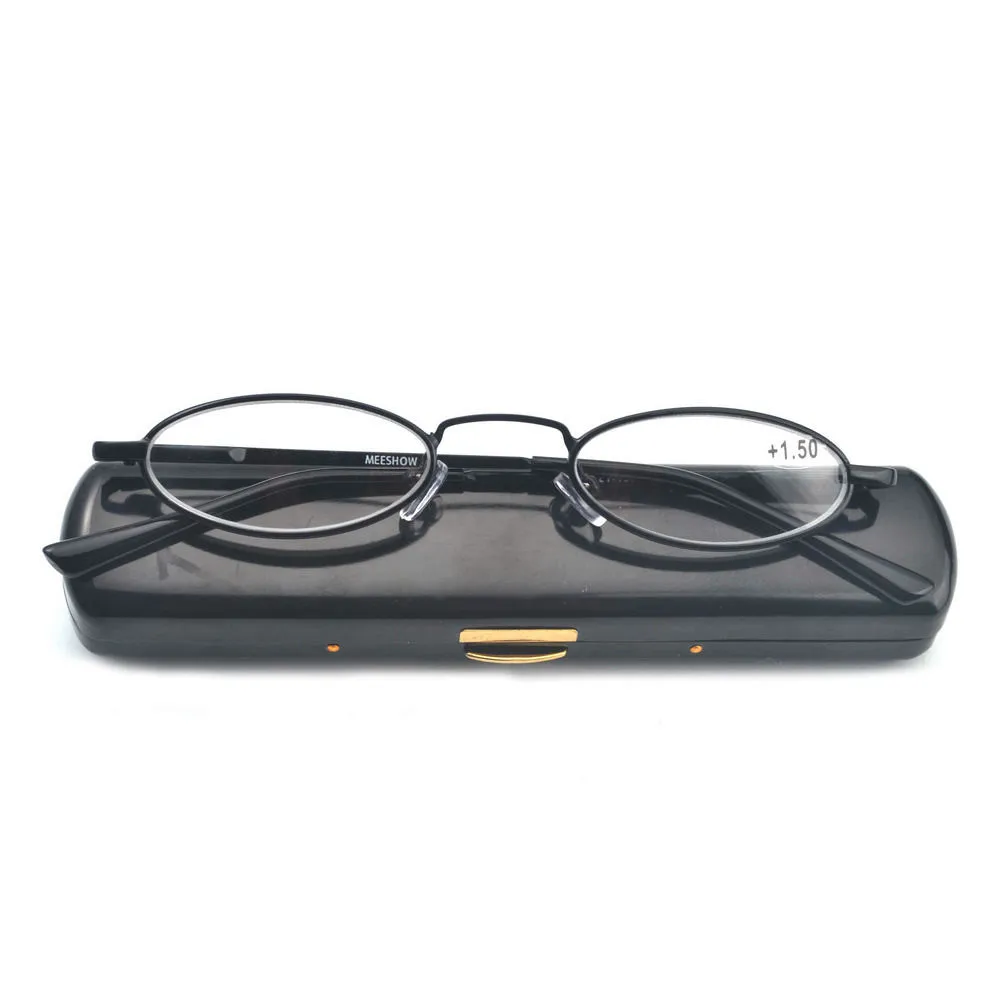 

2019 Mini Full Rim Reading Glasses Optical Presbyopic Eyeglasses Diopter +100 To +400 black Frame Small Round with box FML