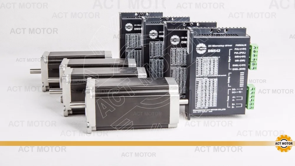 Free ship from Germany!ACT 4PCS Nema23 Stepper Motor 23HS2442B Dual Shaft 4-Lead 425oz-in 112mm 4.2A+4PCS Driver DM542 50V 4.2A Free ship from Germany!ACT 4PCS Nema23 Stepper Motor 23HS2442B Dual Shaft 4-Lead 425oz-in 112mm 4.2A+4PCS Driver DM542 50V 4.2A