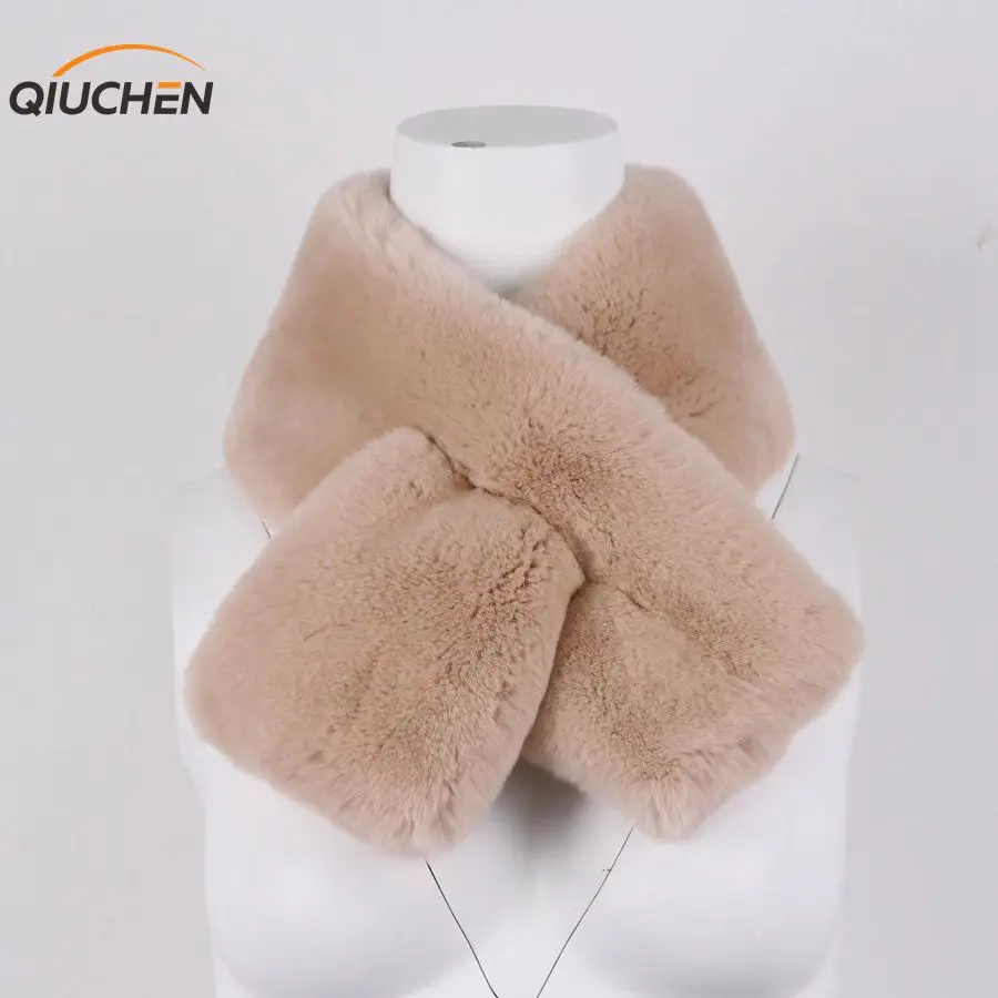 

QIUCHEN PJ1855 new arrival real rex rabbit fur scarf women winter warm scarves neck scarf genuine fur fashion high quality