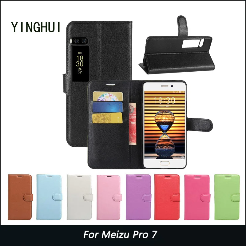 

For Meizu Pro 7 Case Book Flip Cover PU Leather Stand Phone Bags Cases For Meizu Pro 7 Cases Holder Phone