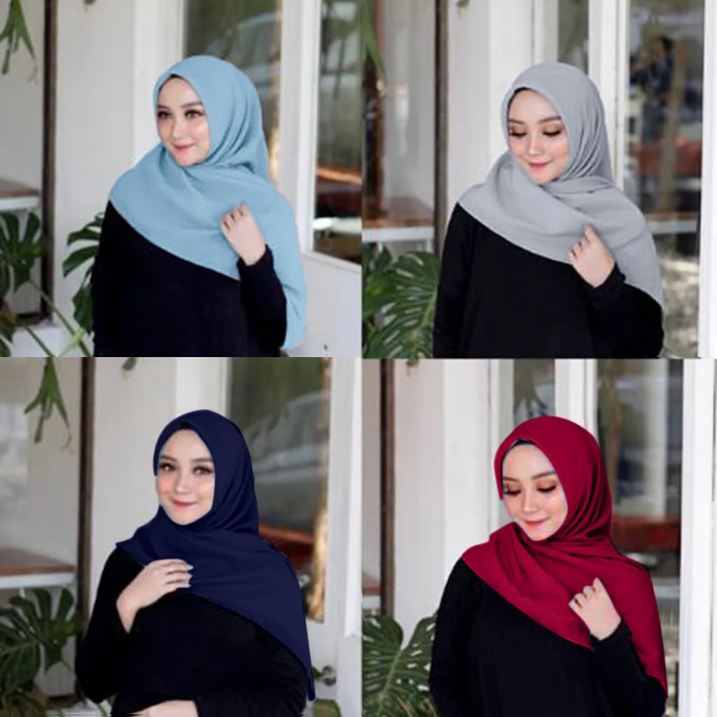 

Women Solid Soft Muslim Turban Hat Hair Head Scarf Wrap Hijib Cap Shawl Headwear Muslim Accessory Islamic Shawls Free shipping#P