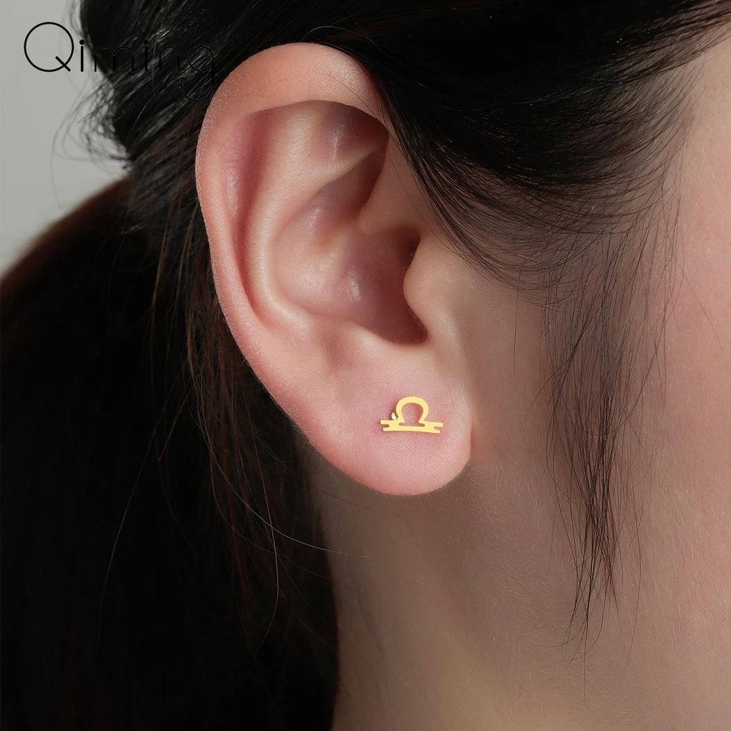 

12 Constellation Jewelry Libra Women's Earrings Fashion Deisgn Indian Astrology Baby Kids Stud Earring Birthday Gift