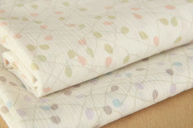 

118x50cm Thin Multi-colored Small Leaves, Soft Wrinkled Cotton Fabric DIY Cloth Make Bedding Quilt Decoration Home 160g/m