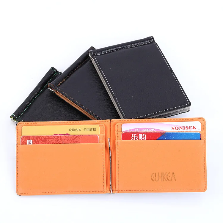 Men Bifold Business Leather Wallet luxury brand famous ID Credit Card visiting cards wallet magic Money Clips