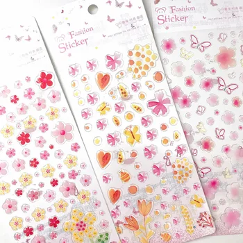 

1 Sheet Kawaii Sakura With Butterfly DIY Adhensive Mini Stickers Stationery Decorative Stick Label School Office Supply