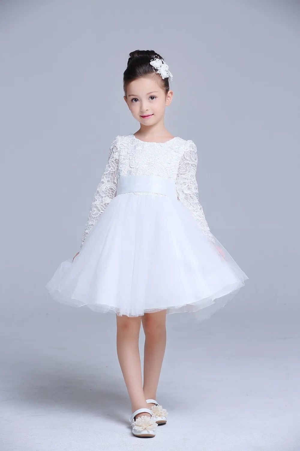 baby girl wedding dress 2016 autumn Top Quality Girls white big bow ...