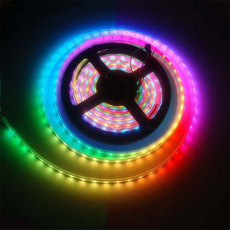 1m 60LEDs WS2812B 5050 RGB LED Strip Light White Shell Lamp Party Home DIY Decor