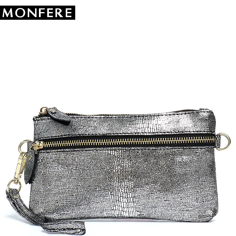 

MONFERE Fashion Genuine Leather Women Coin Purse Wristlet Wallet Shiny Snake Party Cowhide Small Mini Ladies Zipper Handy Purse