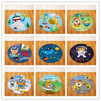 

Modern Fashion Nordic Cartoon bear Round Chair/Table Desk Mat Living Room Bedroom Area Rug Decorative Carpet