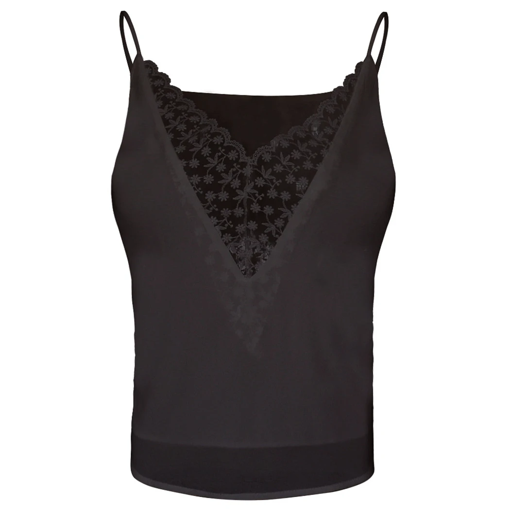 Женская кружевная Цветочная майка с треугольным вырезом Топы Camisole летние сексуальные спагетти ремень без рукавов шифон Cami Свободные повседневные топы Футболка-безрукавка