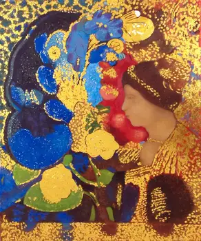 

Hand Painted Home Decor Canvas Oil Painting Woman Among the Flowers, 1910 (Luxury Line) by Odilon Redon Famous Wall Art Symblism