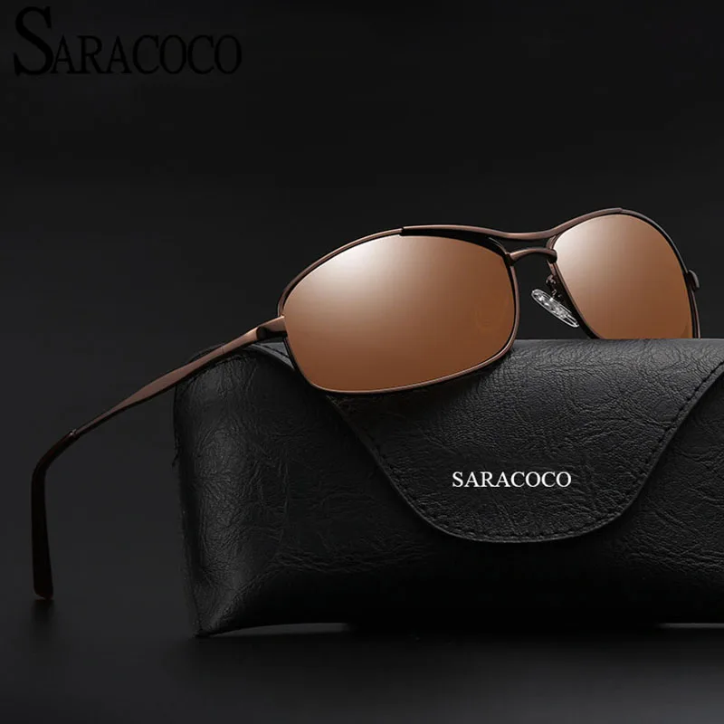 SARACOCO модные брендовые поляризованные солнцезащитные очки для вождения для мужчин Polaroid линзы сплав рамки мужские очки для вождения CO16