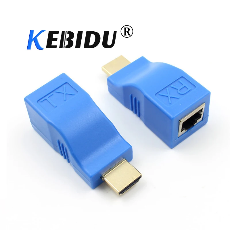 Kebidu HDMI удлинитель для RJ45 LAN Сетевой удлинитель передатчик приемник TX RX Cat5e CAT6 Ethernet кабель V1.4 30 м 4K HD tv 1080P