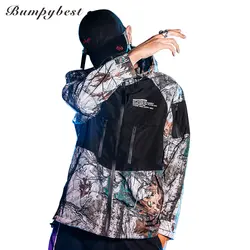 Bumpybeast 2018 Новый Осень Хип-хоп куртки мужские Harajuku красочные ветровка с капюшоном куртка на молнии Hipster любителей уличной 3XL