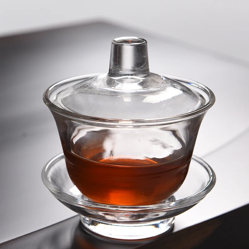 glass gaiwan tureen 100ml/130ml/150ml high boron silicon glass cup bowl lid cup saucer bowl set Chinese tureen tea service cups