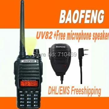 

DHL Freeship+2pcs/lot BaoFeng UV-82 UV82 Dual Band Transceiver 136-174Mhz&400-520Mhz 5W Walkie Talkie uv 82+micrphone speaker