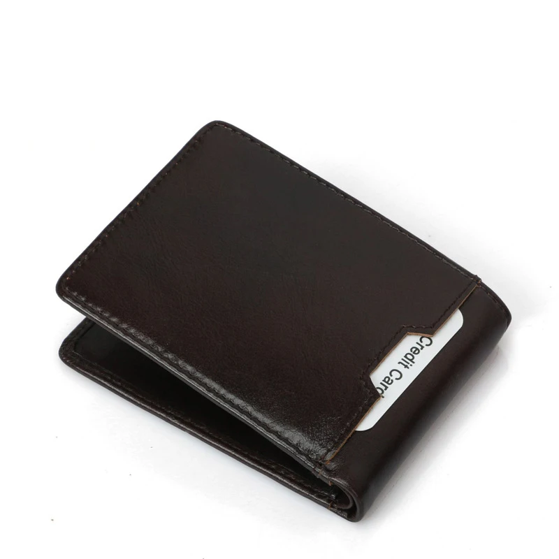 

2019 Fashion Small Wallet for Men Mini Credit Card Holder Pocket Purses Cowhide Leather Rfid Vintage Male Wallet Gift for Men
