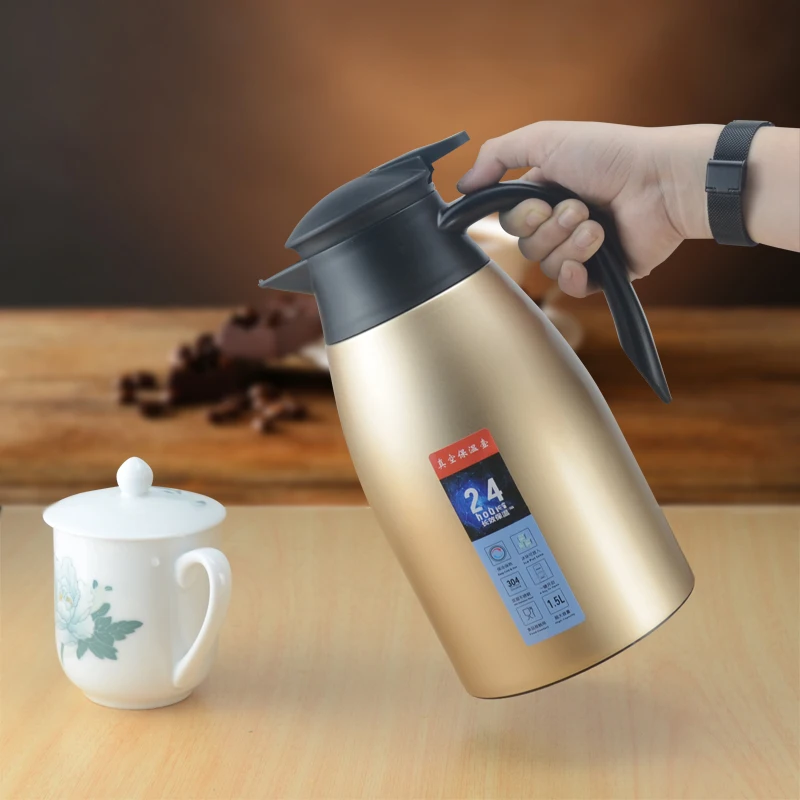 

2L Stainless Steel Thermos Flask Tea Coffee Carafe Double Wall Vacuum Insulated With Press Button Water Bottle Flask Pot