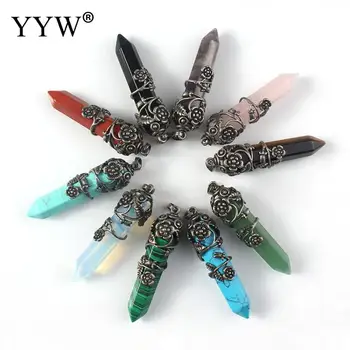 

Natural Stone Gem The Plum Blossom Winding Hexagon Prism Purple Crystal Aventurine Opalite Healing Pendant For Necklace Jewelry