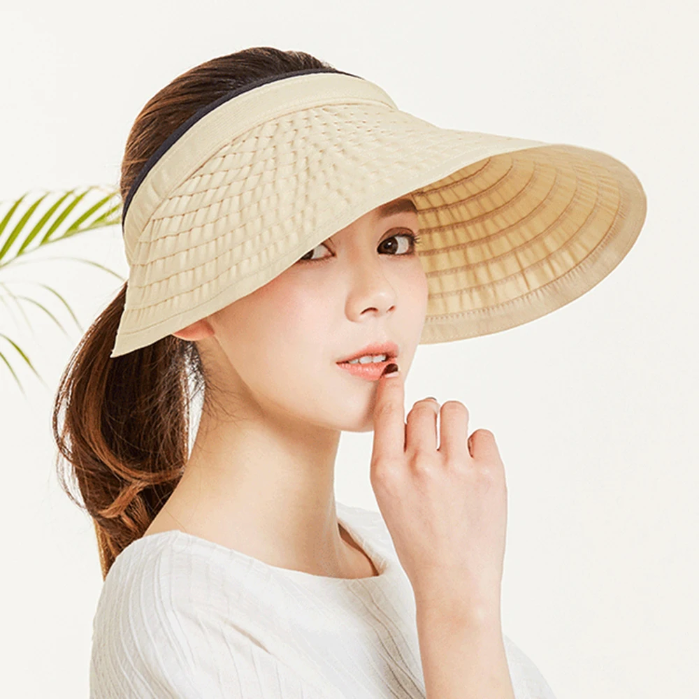 Women Summer Beach Sun Straw Hat Foldable Roll Up Wide Shoulder 