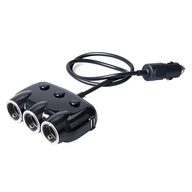 Двойной USB порт автомобильное зарядное устройство три прикуривателя адаптер гнезд 5V 3.1A для iPhone iPad samsung