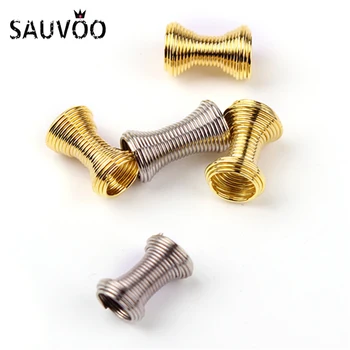 

SAUVOO 100Pcs/lot Metal Long Tube Spring Bead Caps Spacer End Caps For Necklace Bracelet DIY Jewelry Making Supplies