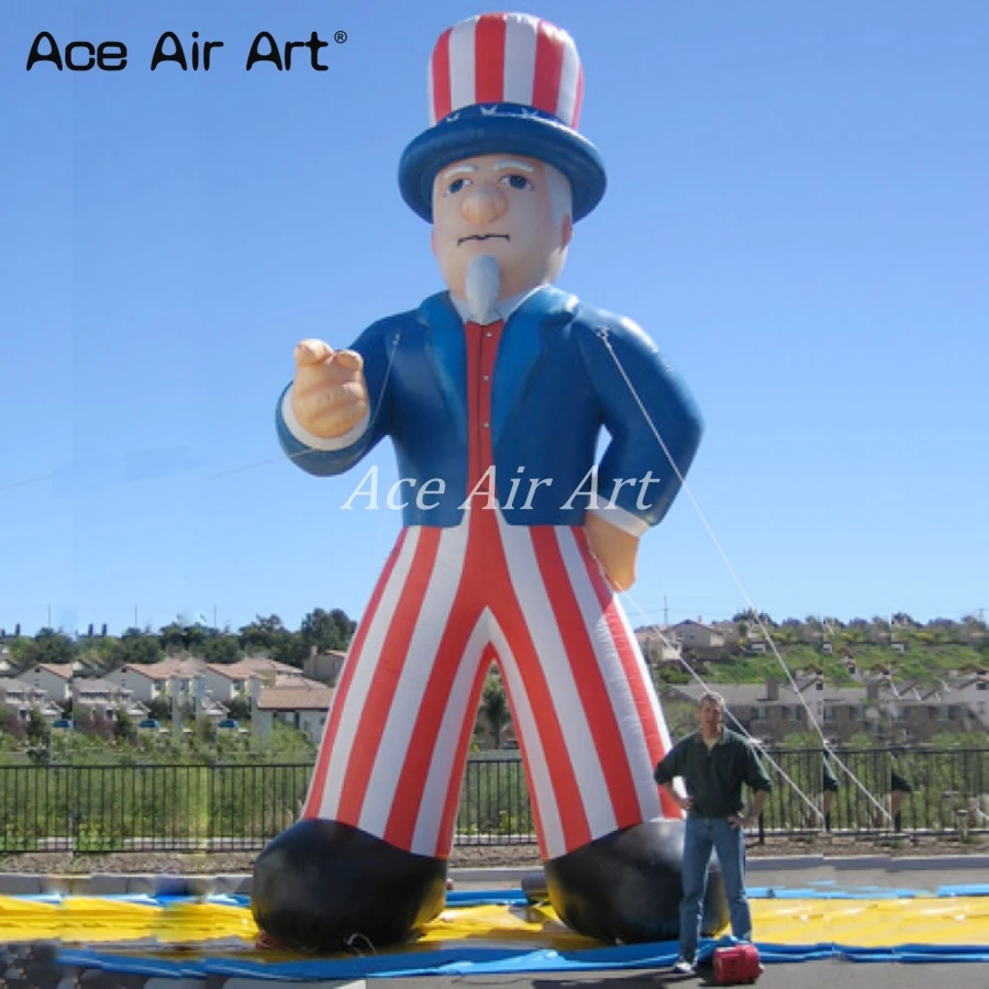 

popular inflatable cartoon model for advertising giant inflatable Uncle Sam wearing hat say hello model