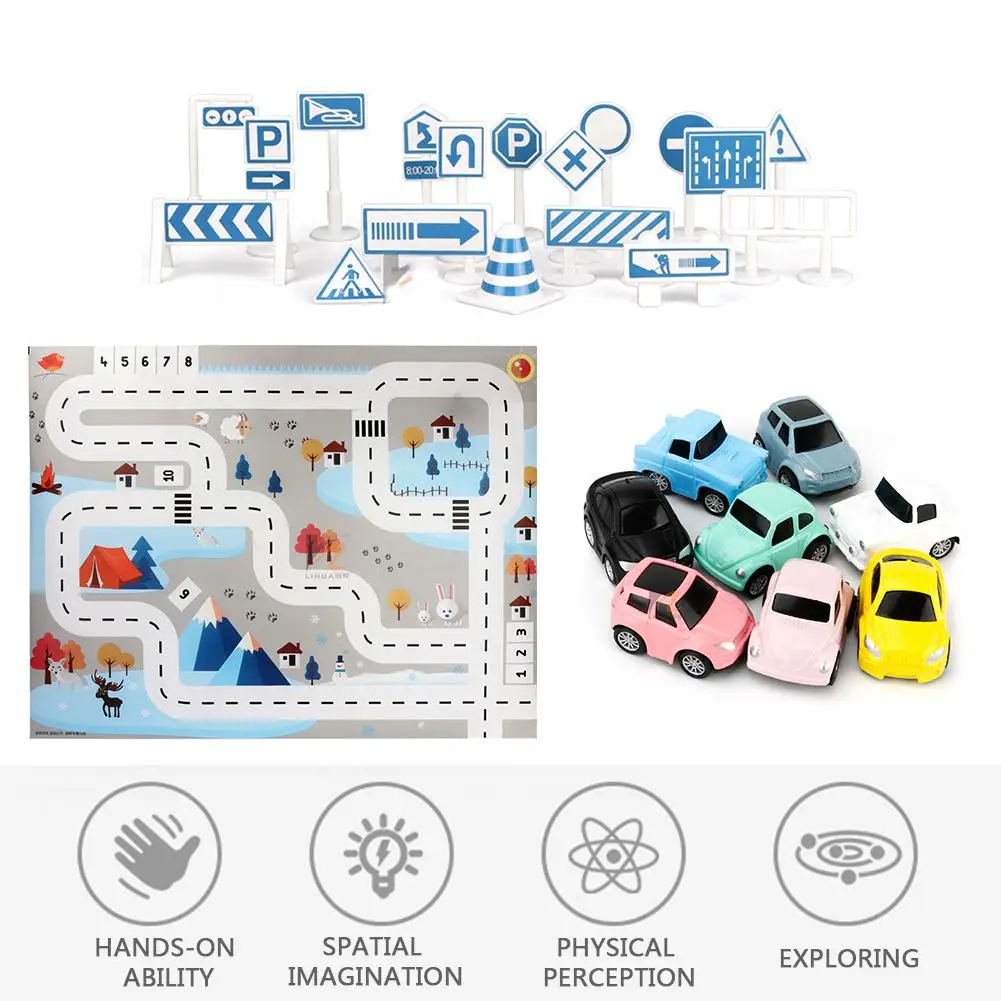 Скандинавский белый синий 130*100 см детская карта парковки с координатами мини-автомобиль портативный игровой коврик игрушка автомобиль