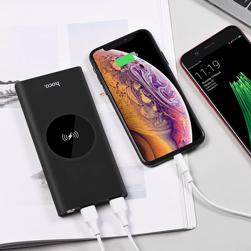 HOCO 10000mAh QI Wireless Charger Power Bank Dual USB with Digital Display External Battery Powerbank for iphone 8 X XS Max XR HOCO 10000mAh QI Wireless Charger Power Bank Dual USB with Digital Display External Battery Powerbank for iphone 8 X XS Max XR