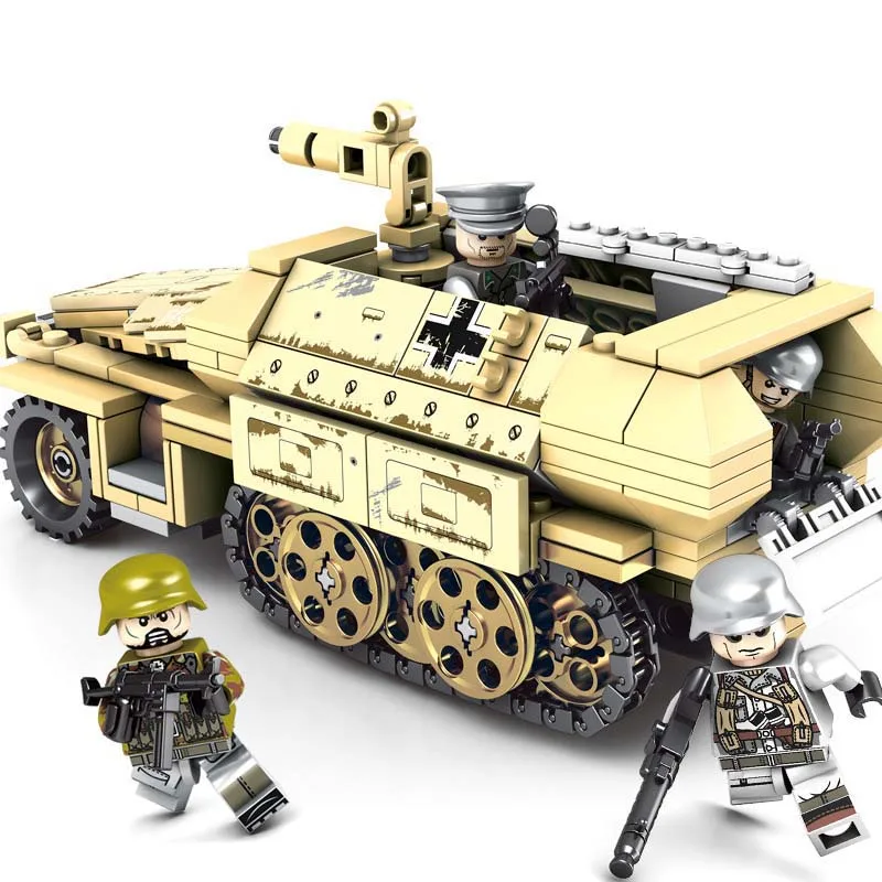 

Half track light Armored Car Compatible Legoness SD.KFZ.251 355pcs Building Blocks Toys For Kids Boys Gifts Fit WW2 Germany