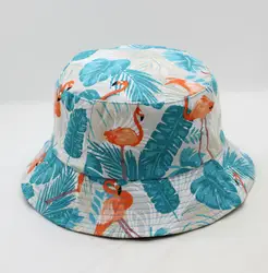 Летняя уличная двухслойная шляпа-ведро с принтом фламинго для женщин и мужчин, рыбацкая шляпа для путешествий, пляжа, солнца, Харадзюку