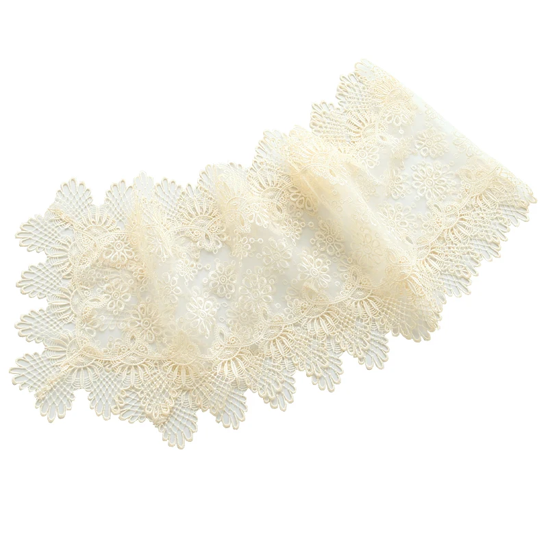 Floral Hollow Out Design Organdy Lace Table Runner Home Dinner Tea Dresser DustProof Table Runners 1pcs Exquisite Table Runners