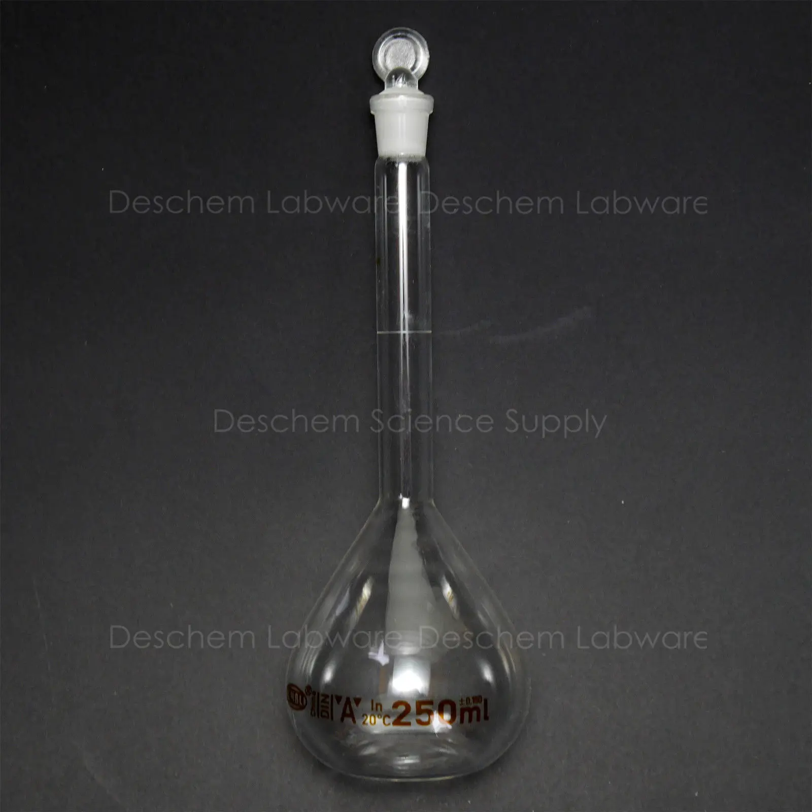 250ml,Lab Glass Volumetric Flask W/Glass Stopper,New Chemistry Glasswarein Laboratory Bottle
