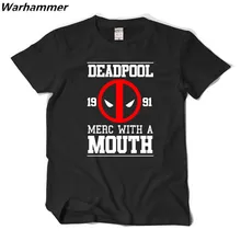 Deadpool T shirt Men Printed Merc With A Mouth Cotton Pattern Tee Shirt Homme School Academic Style 3D Shirt 2XL Casual Fit Tops