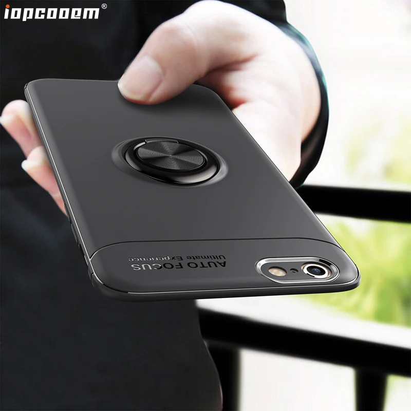 Чехол для iphone 5 5S 6 6S 7 8 Модный деловой чехол с кольцом на палец магнитный держатель