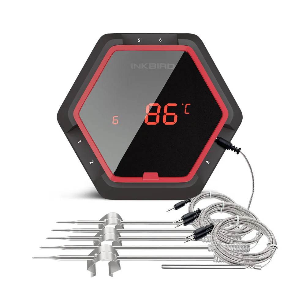 IBT 6X 6XS цифровой кухонный Bluetooth беспроводной термометр для барбекю с шестью зондами(зонды для еды и духовки) бесплатное приложение
