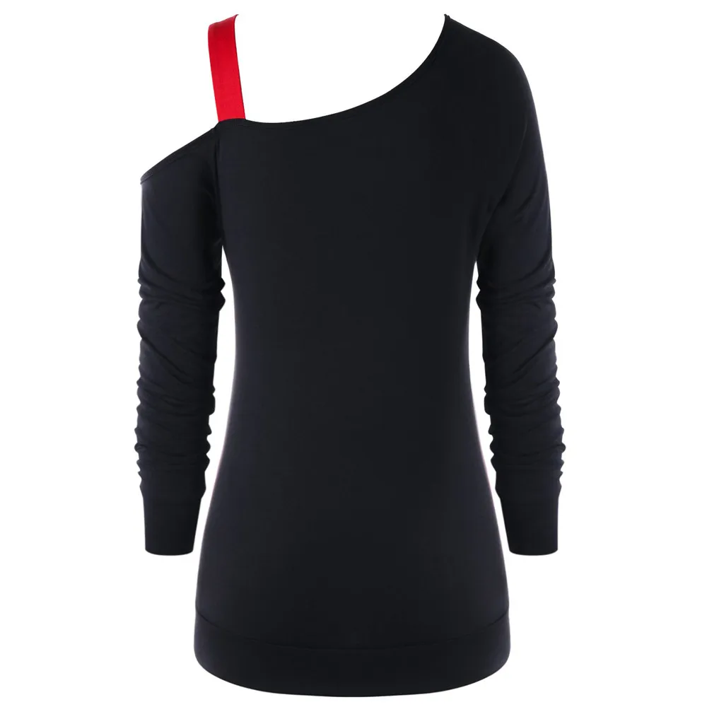 Модная женская Лоскутная блуза с пуговицами, Повседневная блуза с длинным рукавом размера плюс, на одно плечо, цвет блока, топ, рубашка размера плюс 5Xl, блуза для женщин