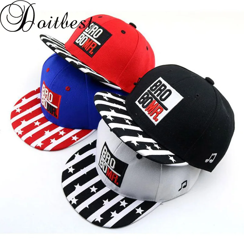 

Doitbest 2 to 8 Years old Children Baseball Cap summer Spring Hip Hop kids Sun Hat striped letters Boys Girls snapback Caps