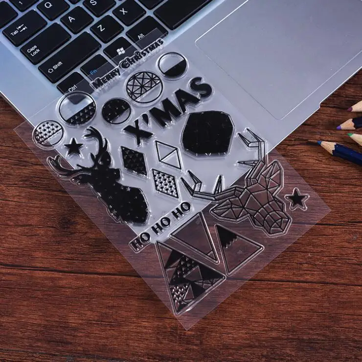 

Geometric Triangle Reindeer Transparent Silicone Clear Stamp for Scrapbooking DIY Craft Decoration Stamp Kids Stationery