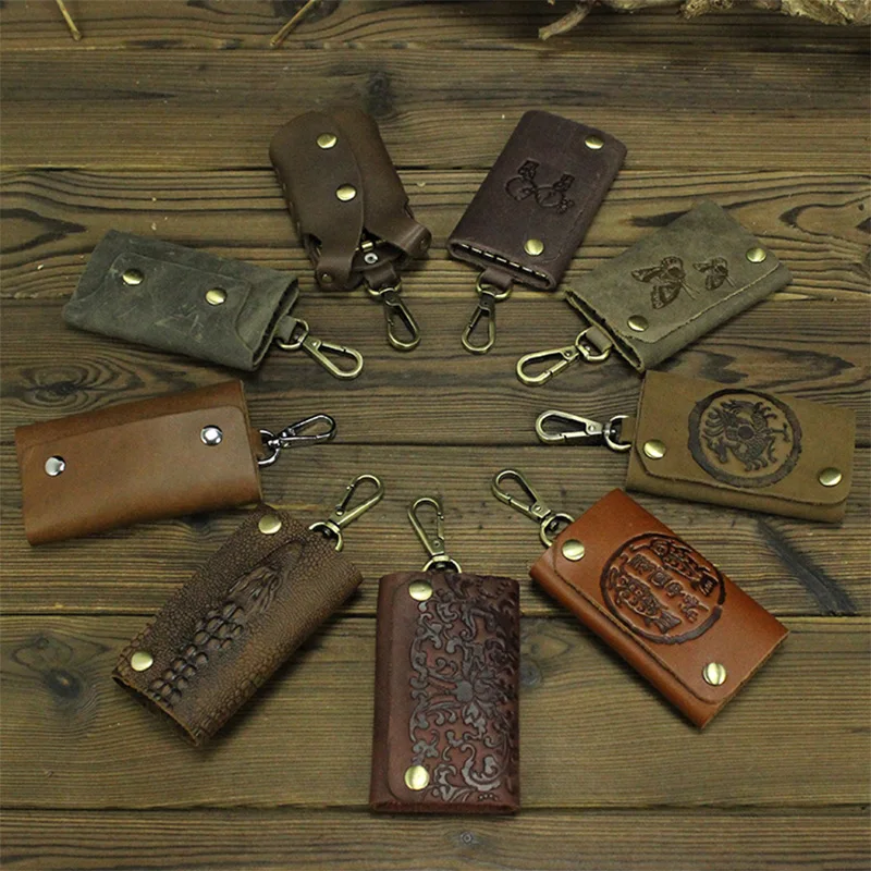 Handmade new fashion Men's Genuine Leather retro Key Case cowhide key