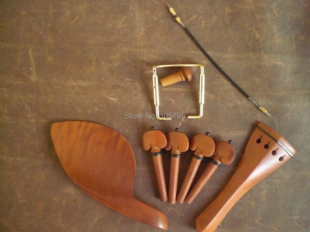 ФОТО 6 Sets Jujube Violin parts including tail piece chin rest tail guts pegs and chin rest clamp all 4/4