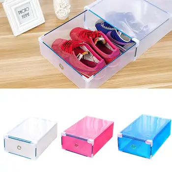 

Plastic Packing Shoe Box Transparent Drawer Type Thickened Edged Shoe Box Folding Design Easy To Store Home Storage Box Rack