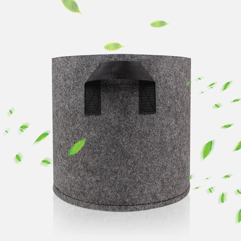 1/2/3/5 Gallon Felt Grey Fabric Plant Grow Bag Garden Planting Bag with Handle Growing Box Vegetable Potato Round Pot Container