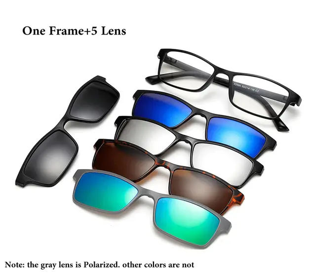 5 Lens Sunglasses Clip Mirrored Clip on Sunglasses Clip