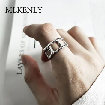 

MLKENLY INS 925 Sterling Silver open ring Chain gorgeous Unisex Antique Vintage Opening Finger Ring drop shipping