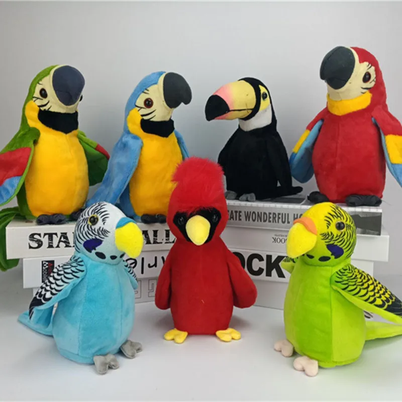 

18cm Electric Talking Parrot Toy Cute Speaking Record Repeats Waving Wings Electroni Bird Stuffed Plush Toy Kids Birthday Gifts